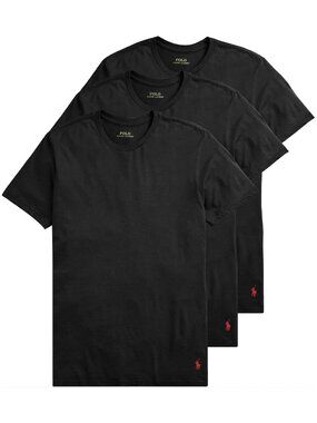 Polo Ralph Lauren Mens 1XT Crew Neck T-Shirts Black 3-Pack Cotton Stretch NWT